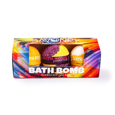 Набор BATH BOMB (Набор бурлящих шариков МАРАКУЙЯ-БАНАН-ДЫНЯ), 3шт.