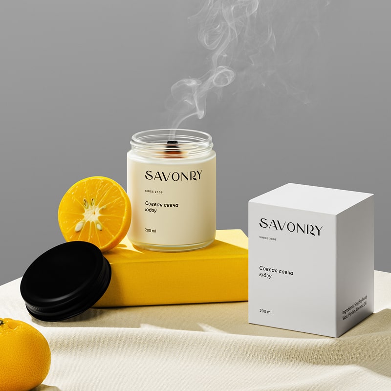 Свеча ароматическая соевая ЮДЗУ, 200мл